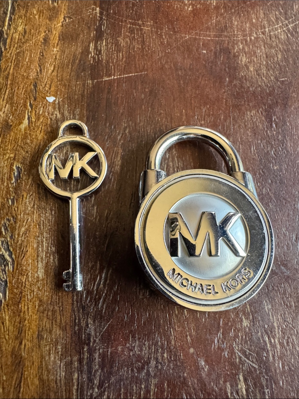 Michael Kors Silver-Tone Handbag Padlock and Key Set